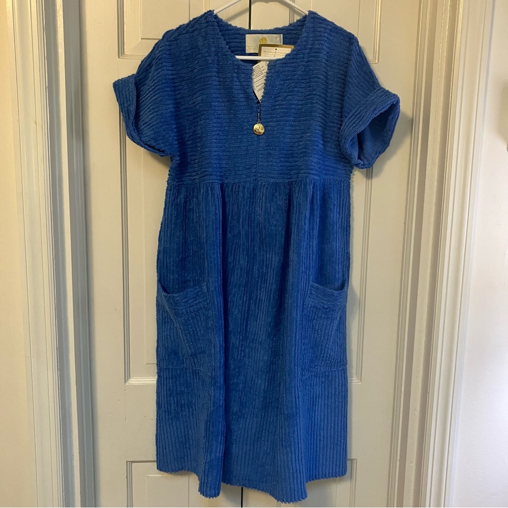 Vintage Stan Herman Chenille Robe Blue S M USA Rare New